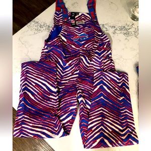 Buffalo Bills Zubaz Overalls Size Medium Heavy Denim Material